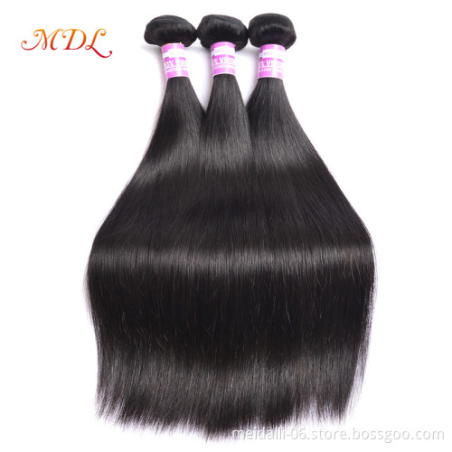 Natural Black Hair Color Form Brazilian Human, Wholesale Silky Straight Type Hair 3 Bundles With Closures